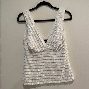 Franklyman White Plunging Neckline with Ruffles